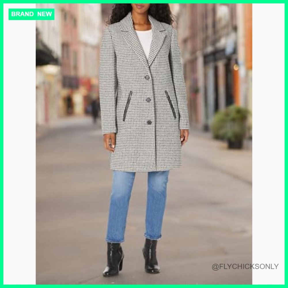 Houndstooth Wool Blazer Jacket With Button Closur… - image 3